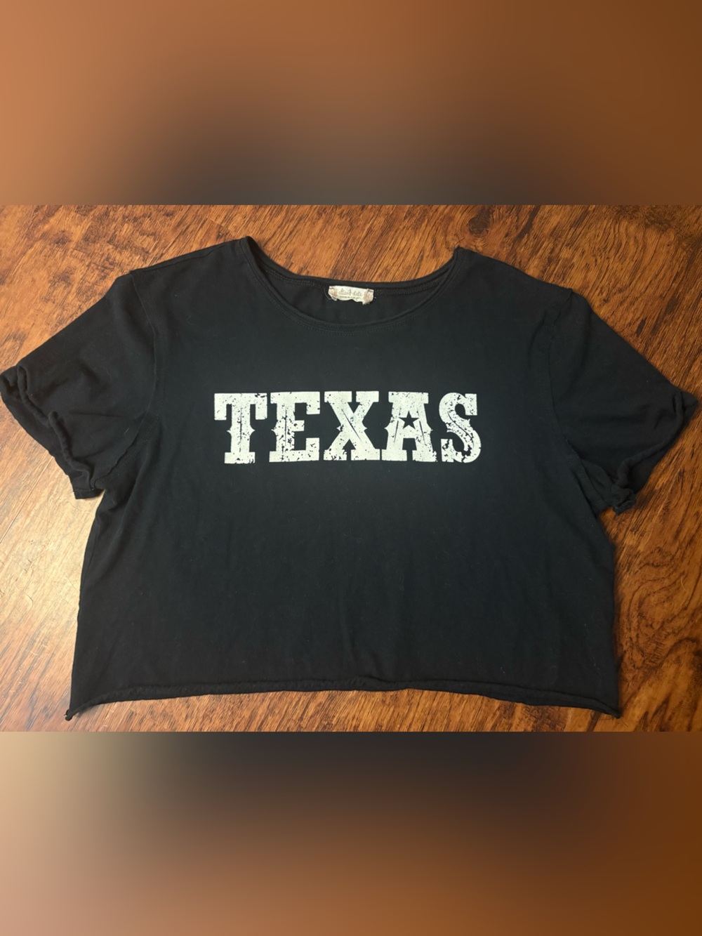 Altar'd State Black Crop Top with White TEXAS Graphic